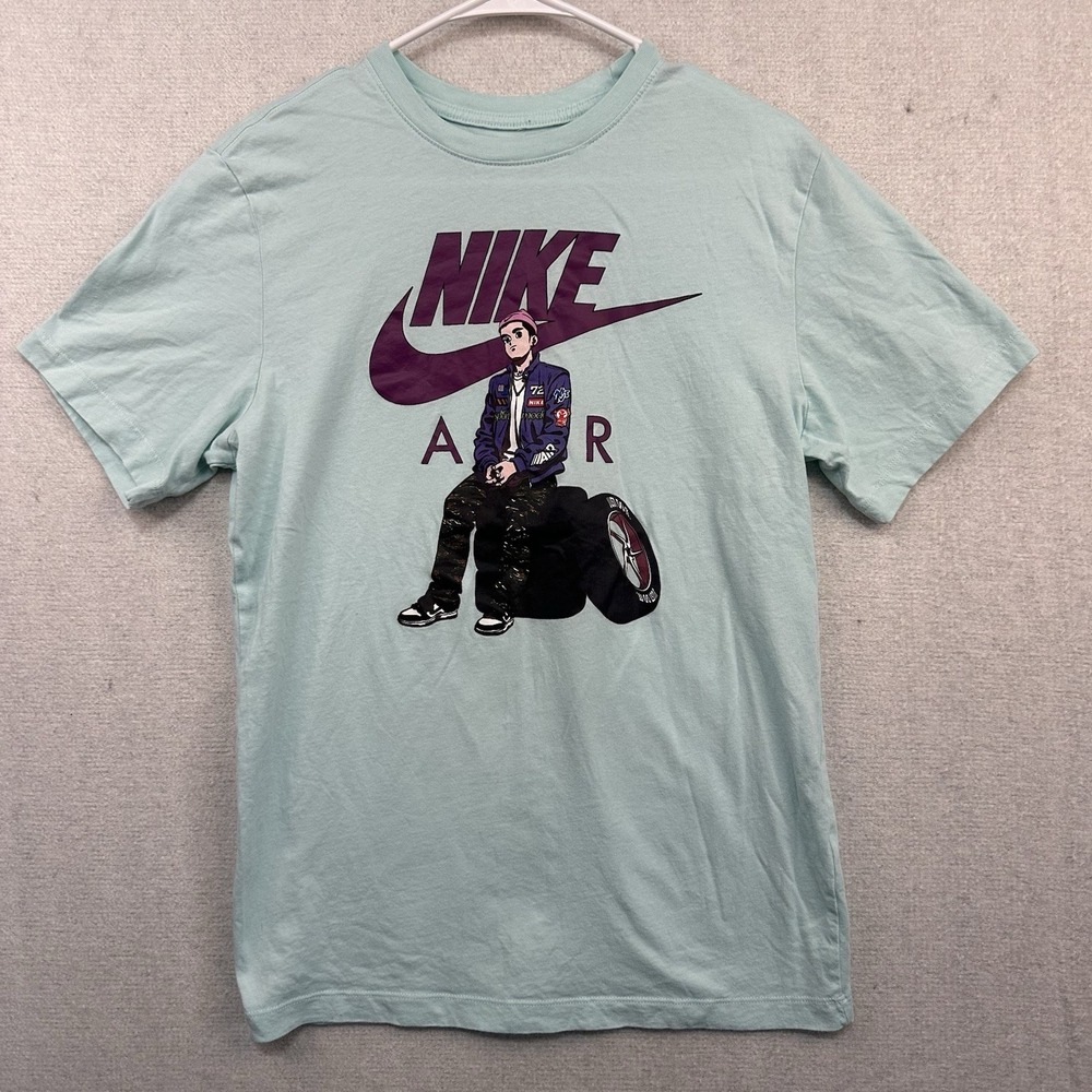 Nike Sportswear Air Moto Anime Graphic Tee Men's Small Light Blue Streetwear